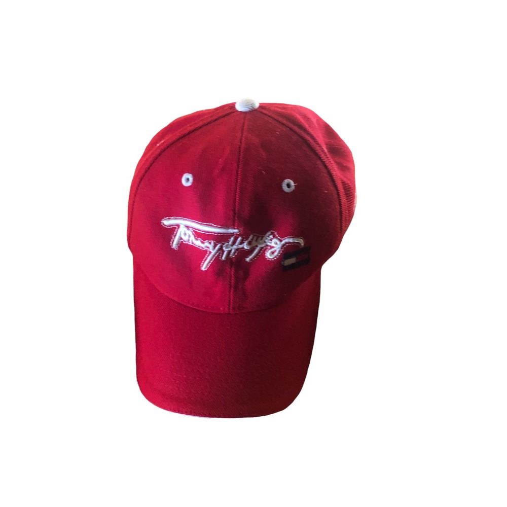 Tommy Hilfiger Cap Wool Blend one size Red white trim hook and loop closure - Picture 5 of 5